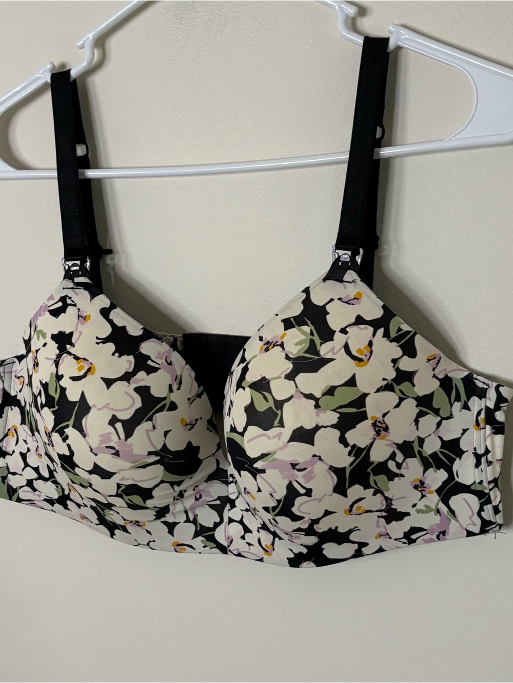 Auden 40D Women’s Lightly Lined Floral Nursing Bra Maternity black cream